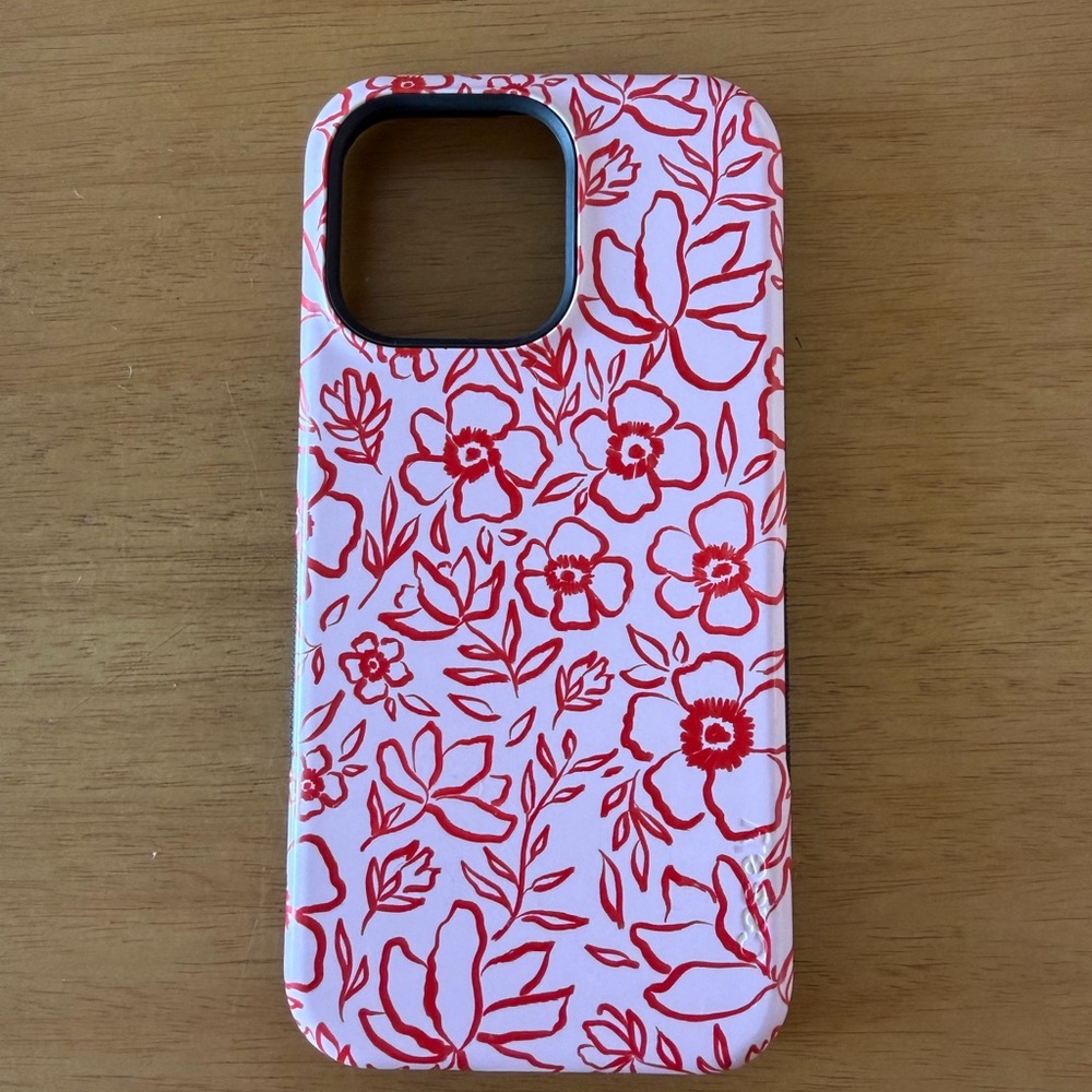 iPhone 15 Pro Max Casely Red and Pink Floral Phone Case